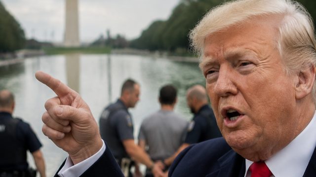 Trump Points to Vandalism in Reflecting 